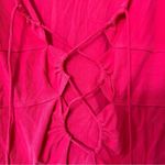 Urban Outfitters ‎ Elena Drawstring Cutout Top Hot Pink Long Sleeve Size L Photo 3