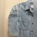 frame denim FRAME Rosette Denim Shirt Dress Puff Sleeve in Cresthaven Light Wash Size S Photo 5