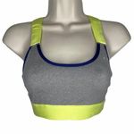 F2R Athletic Sports Grey Yellow Mesh Criss Cross Bra Small Gray Photo 0