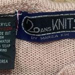 Vintage Knit Embroidered Hoodie Sweater Oatmeal Pink Floral Cropped Crochet Size M Photo 7