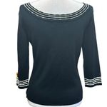 Joseph A Vintage Black W/ White Stripe Boat Neck 3/4 Length Sleeves Sweater Sz M Photo 3