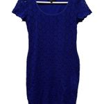 Ronni Nicole CDQ Womens Size Small Blue Lace Overlay Sheath Dress Short Sleeve Photo 0