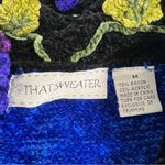 Vintage That Sweater Chenille Glass Beaded Grapes Embellished Cardigan Sweater Blue Size M Photo 4