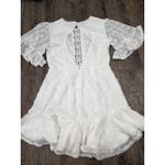 INDIKAH White Short Flutter Sleeve Ruffled Open Back Short Dress Medium Photo 3