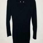 Black Sweater Dress Cable Knit Long Sleeve Sz Medium Photo 5