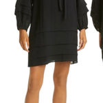 Club Monaco Black Pintuck Viscose Blend 3/4 Sleeves Dress size 4 Photo 0