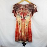 One World Live and Let Live Dress Sz S Boho Multicolor Print Flutter Sleeve Hem Photo 4