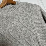 Loft Gray Cable Knit Mock Neck Sweater Dress Women M Winter Cozy Tunic Photo 1