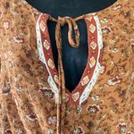 American Eagle  Women's Boho Burnt Orange Floral Smocked Photo 4