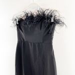 LPA  Aurora Ostrich Feather Strapless Midi Cocktail Dress Black Small Photo 11
