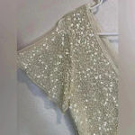 Papell Boutique Vintage Papell Boutique Women’s Sequin Beaded Split Flutter Sleeve Silk Blouse Photo 6