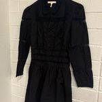 Maje  inola high neck cotton black romper with eyelet lace detail Photo 3