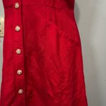 Loft EUC Red Linen Blend Button Front Sleeveless Tank Dress Size 6 Photo 3