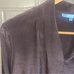 Antonio Melani Truly Beautiful Silk Blouse V Neck Charcoal Button Sleeves M Photo 4