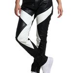 MNML Women's Black & White Leather Paneled Zipper Pants Size 34 Photo 0