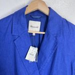 Madewell Double Breasted Crossover Oversized Blazer 100% Linen Small Bluestone Photo 5