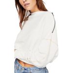Free People  Nikala White Zipper Shoulder Oversized Top Size XS Photo 2