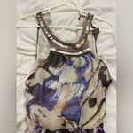 Charlie Jade  silk Artistic Maxi Dress in Blue and Cream Photo 4