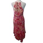 Sangria size 4 pink red cream 100% silk dress polyester lining halter dress EUC Photo 2