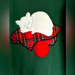 Vintage Metropolitan Women’s Fleece Flannel Sleep Shirt Nightgown Felted Cat S Green Photo 2