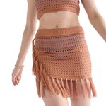Francesca's Francesca’s Nola Brown High Rise Tassel Crochet Skirt Cover Up Size Large Photo 0