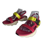 Sorel Sandals Womens Size 8.5 Pink Neon Yellow Platform Slingback Buckle Sport Photo 1