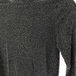 Black w/ Metallic Silver Mesh Like Long Sleeve Top Gray Size XS Photo 3