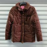 Isaac Mizrahi NY Women's Velvet Puffer Coat Size Small Brown Cozy Winter Jacket Photo 3
