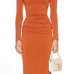 Elegant Orange Long Sleeve Dress Size 6 Photo 0