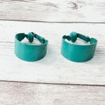 Vintage Clip On Earrings Retro Chunky Hoops Unusual Shade of Greeny Teal Photo 8