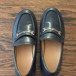 Black Leather Loafers with Gold Accents Size 6.5 Photo 0