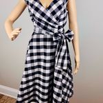 Calvin Klein Fit & Flare Dress Women’s Size 10 Black White Gingham Retro Pinup Photo 1