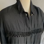 Vintage 80’s Black Beaded fringe Western Button Long Sleeve Shirt Size S… Photo 2