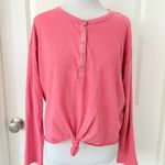 Aerie Coral Long Sleeve Top Tie Waist Small Photo 2