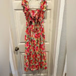 Peyton &‎ Parker dress 100% Cotton Pink Floral Ruffle Smocked Bib Tie size M Size M Photo 4