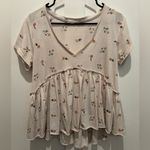 Altar'd State  Embroidered Floral Cotton Babydoll Top Sz S Photo 0