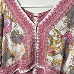 Free People  Catch Me If You Can Relaxed Blouse Size Small Pink Boho Floral Top Photo 4