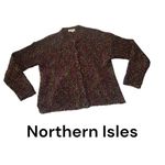 Northern Isles womens large multicolor sweater puffy cute unigue rainbow cardiga Blue Photo 1