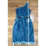 Retrofête Giorgio One-Shoulder Short Belted Denim Dress size small Photo 4