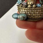 Signed JJ Easter Bunny In Basket With Eggs Enamel Brooch Pin Jonette Jewelry Photo 1