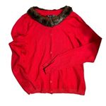 SILX By August Silk Red Fur Lined Cardigan Top Size Medium Photo 0