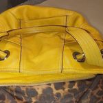 B Makowsky Yellow Leather Tote Bag With Animal Print Lining & Dual Handles Zippe Photo 7