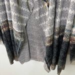 Vocal  Boho Earthy Teal Blue Feather Print Rhinestone Embellished Cardigan Medium Photo 3