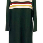 Roolee  Green Knit Sweater Dress Size Medium Long Sleeve Rugby Stripe Fall Casual Photo 0