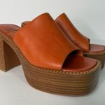 Jeffrey Campbell Anthropologie Women's Orange Honey Leather Platform Mules 7.5 Photo 2