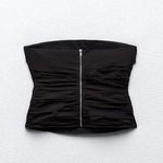 ZARA  BEADED STRAPLESS POPLIN TOP Size Large NWT Photo 1