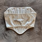 Silky White Tube Top Cropped Strapless Corset Tank Women’s Sz M EUC Size M Photo 2
