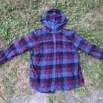 Eddie Bauer  Womens Flannel Shirt Jacket Button Up Hooded Plaid Medium Fall Basic Photo 0