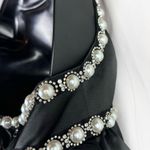 Alice + Olivia Black Tie Halter Neck Pearl Diamond Mini Dress Empire Waist Sz 0 Photo 6