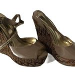 Steve Madden Chevron Peep Toe Platform Sandal Beige Brown Shoes Women's Size 8 Photo 0